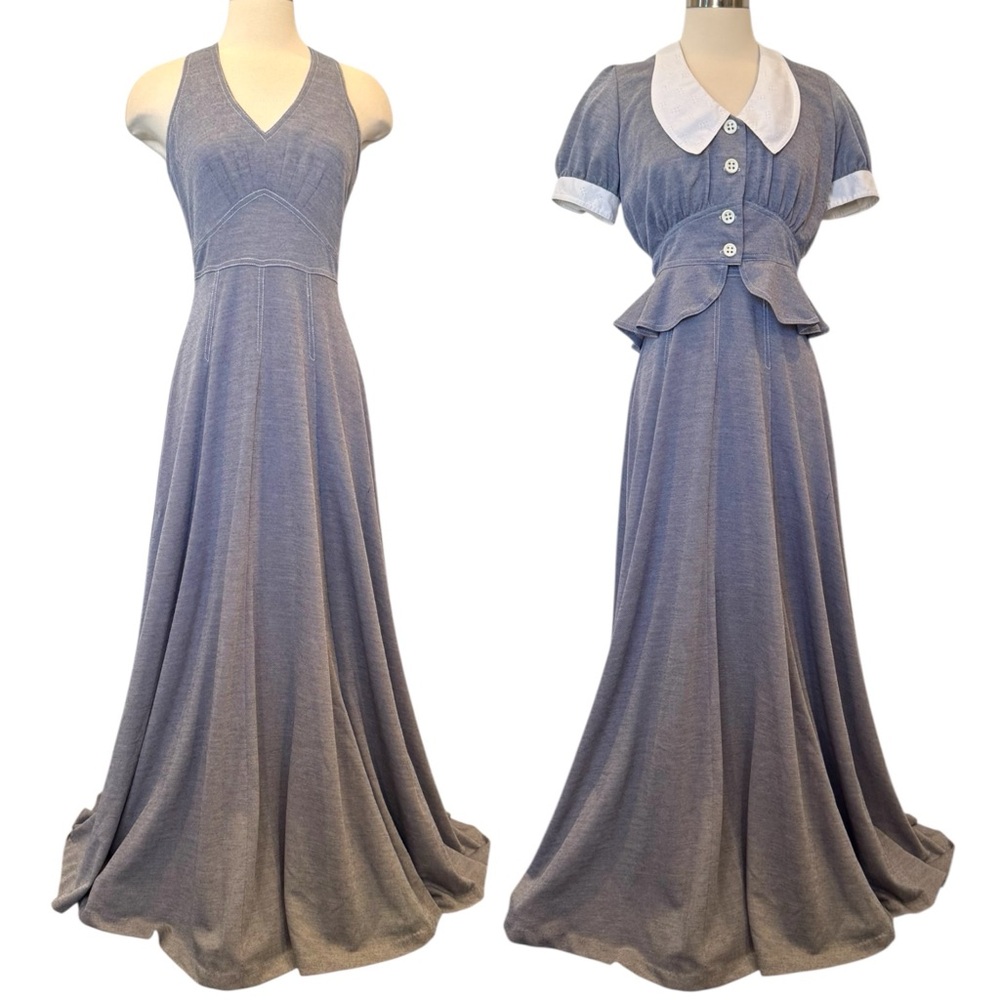 Vintage California Look Maxi Gown Halter Dress Matching Crop Jacket 2 PC Set